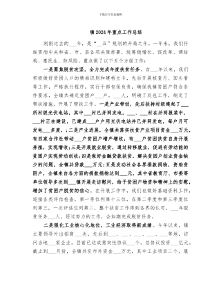 镇2024年重点工作总结