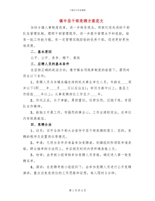 镇中层干部竞聘方案范文