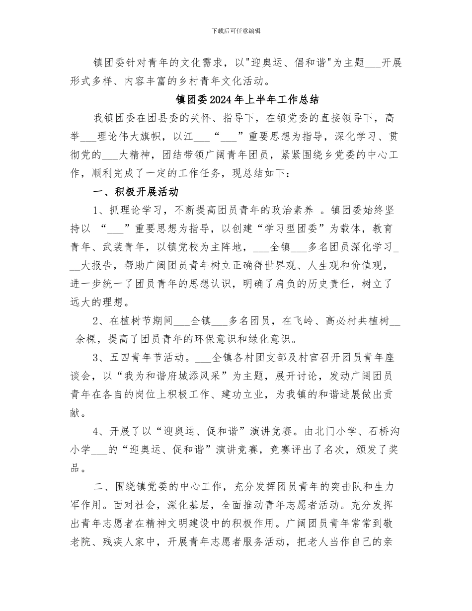 镇团委2024半年工作总结_第2页