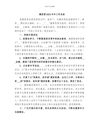镇团委2024半年工作总结