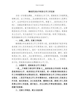 镇政府2024年政务公开工作总结