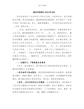 镇政府副镇长2024终总结