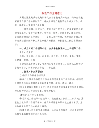 防汛工作方案范文