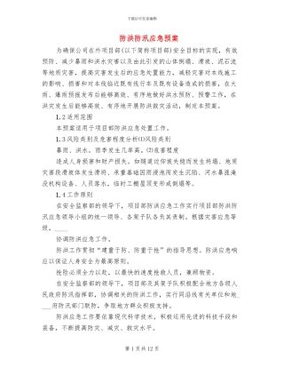 防洪防汛应急预案