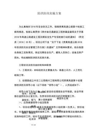 防洪防汛实施方案