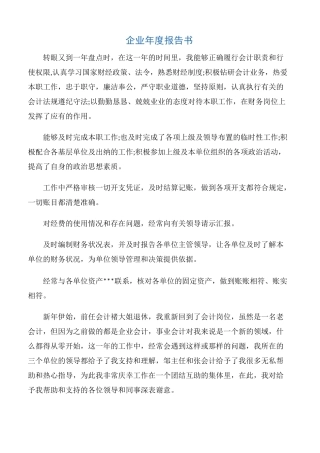 【年度总结】企业年度报告书