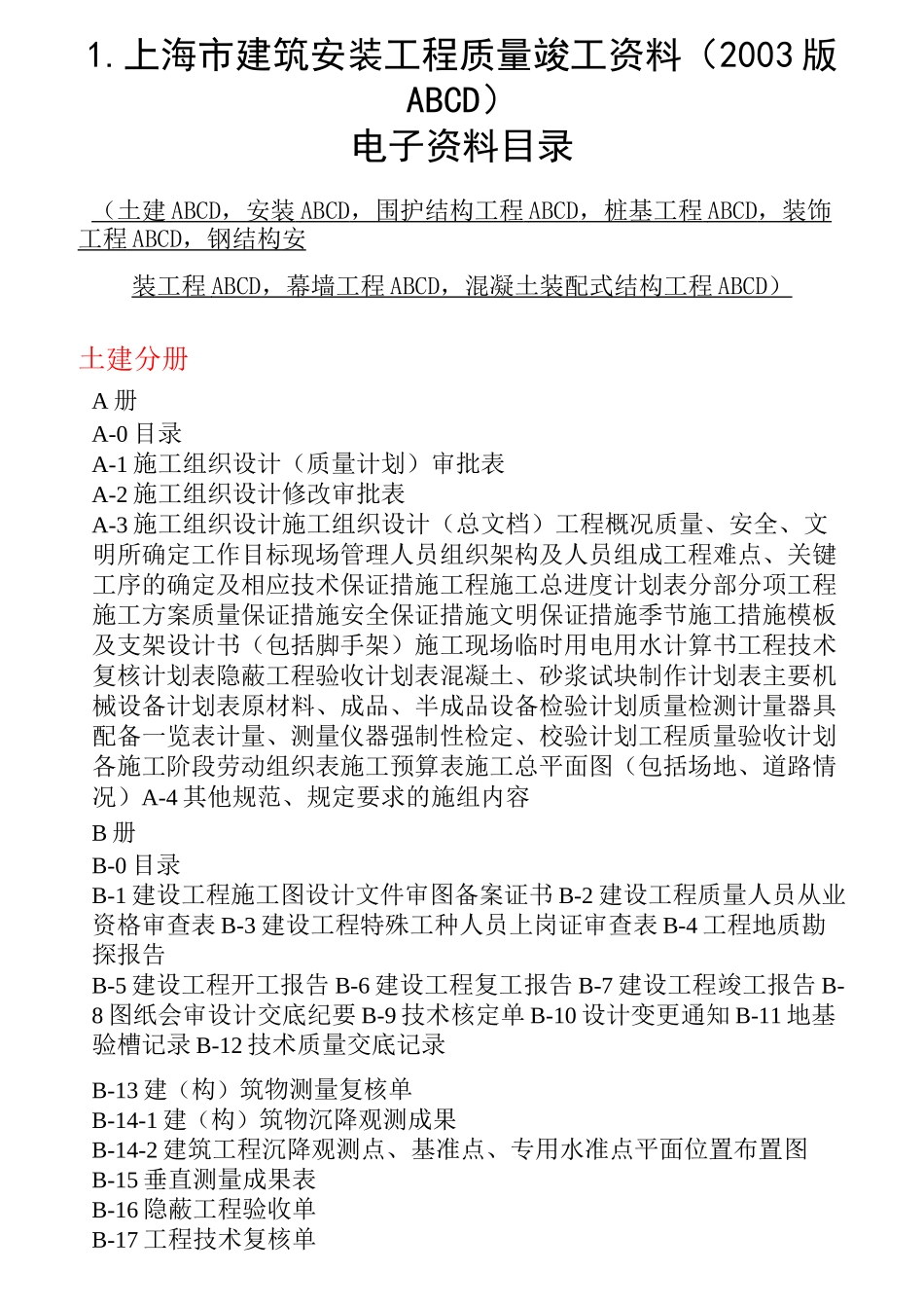 工程施工资料目录指南(ABCD四册)_第1页