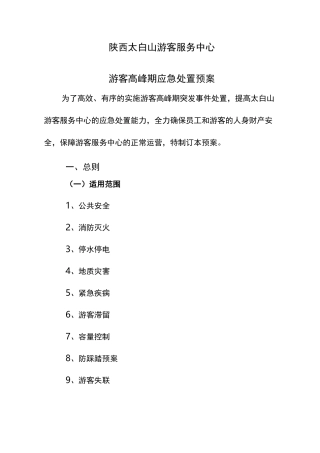 游客高峰期应急处置预案