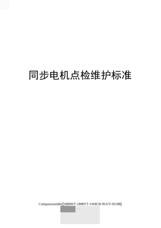 同步电机点检维护标准