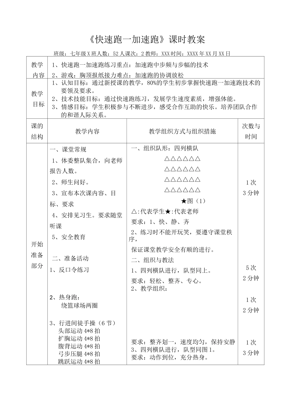 水平四(七年级)《快速跑—加速跑》教学设计_第3页