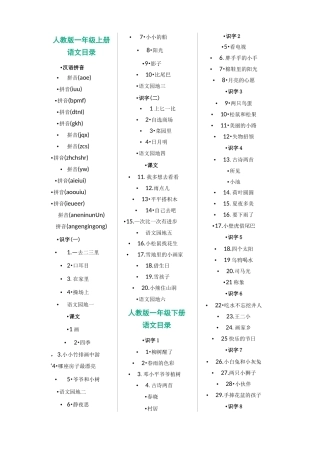 人教版小学语文课本目录【整理版】