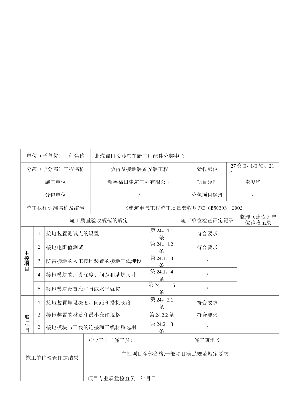 接地装置安装检验批质量验收记录表_第2页