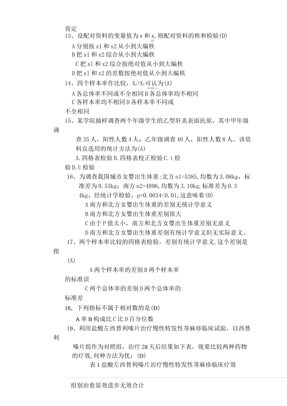 医药数理统计习题及答案_第2页