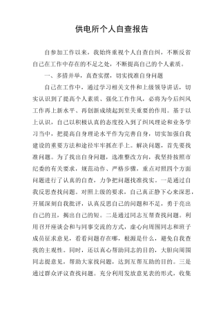 供电所个人自查报告
