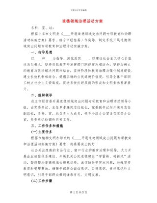 道德领域治理活动方案