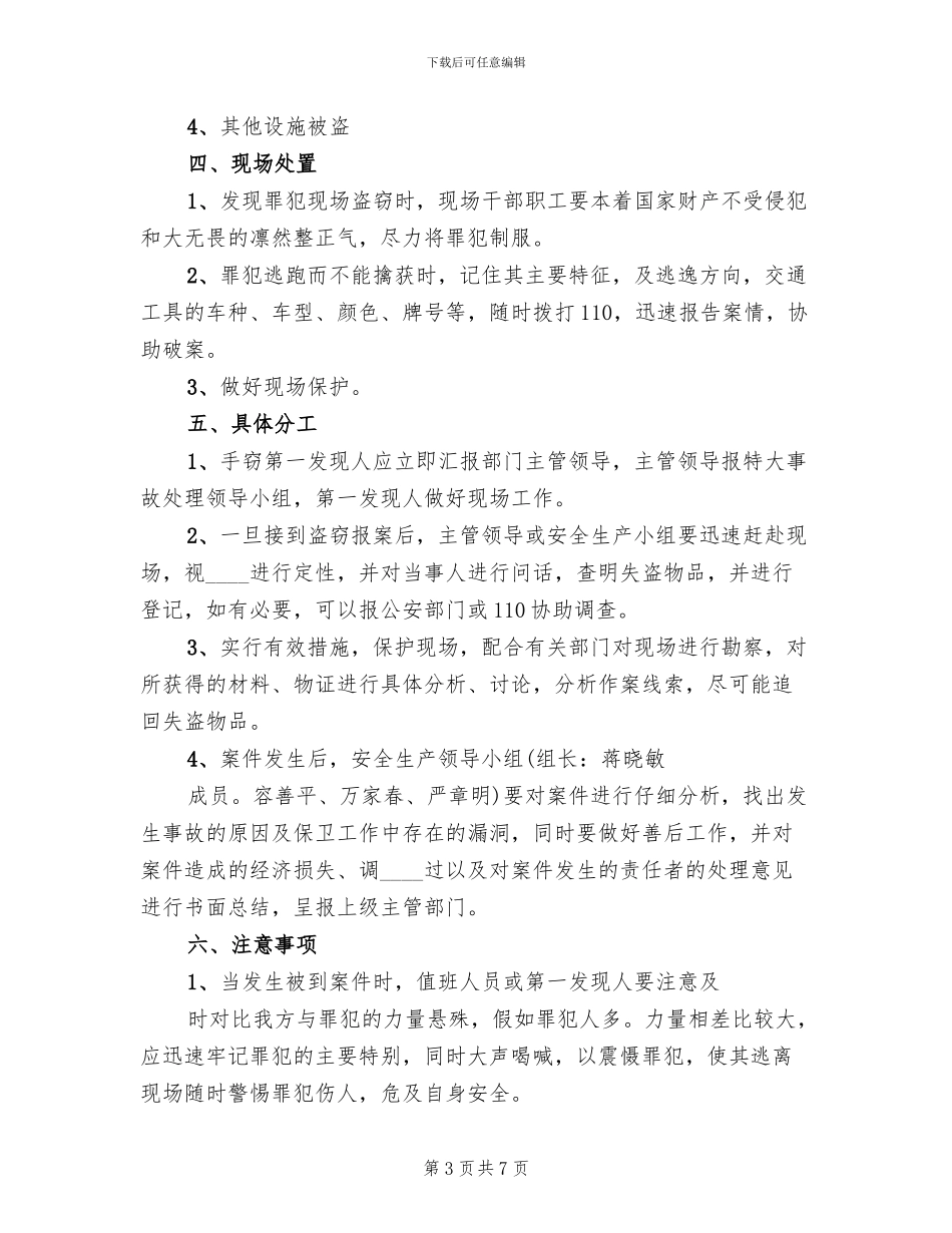 防盗窃工作应急预案范本_第3页
