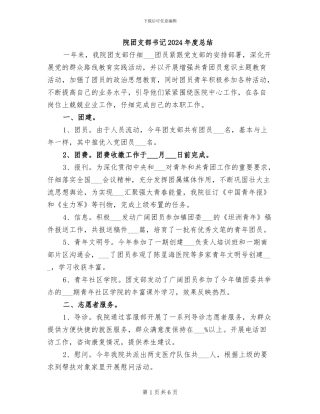 院团支部书记2024年度总结