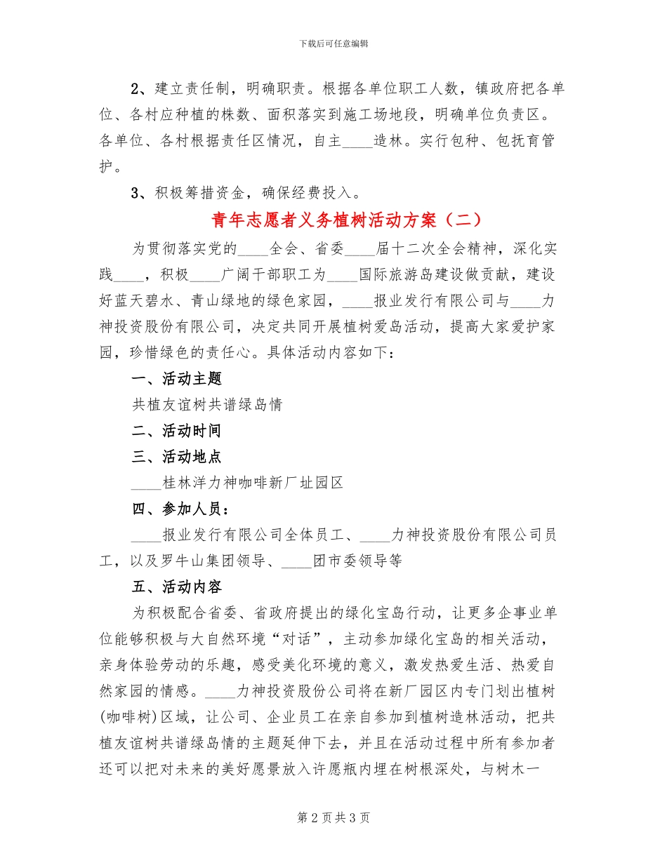 青年志愿者义务植树活动方案(2篇)_第2页
