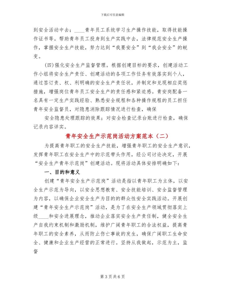 青年安全生产示范岗活动方案范本(2篇)_第3页