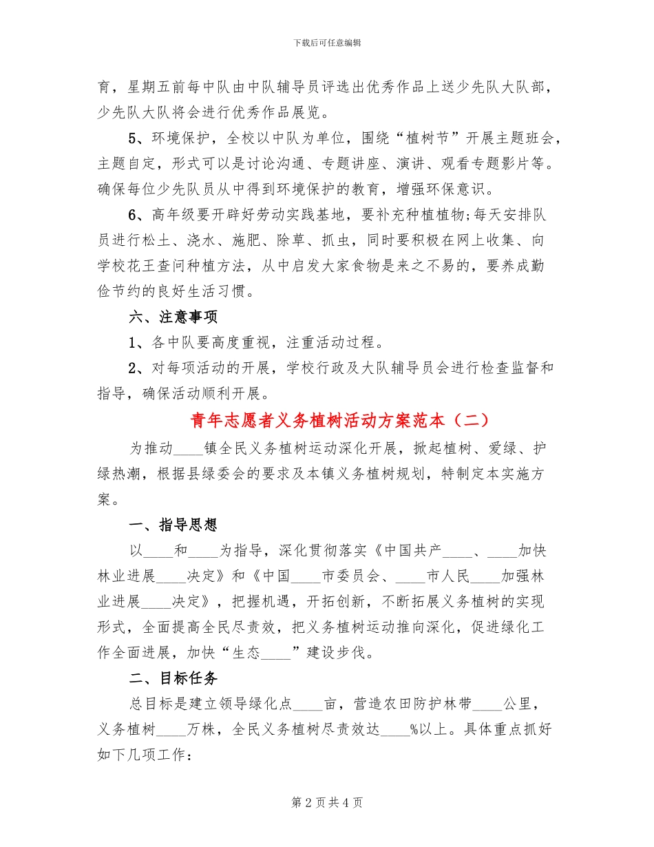 青年志愿者义务植树活动方案范本_第2页