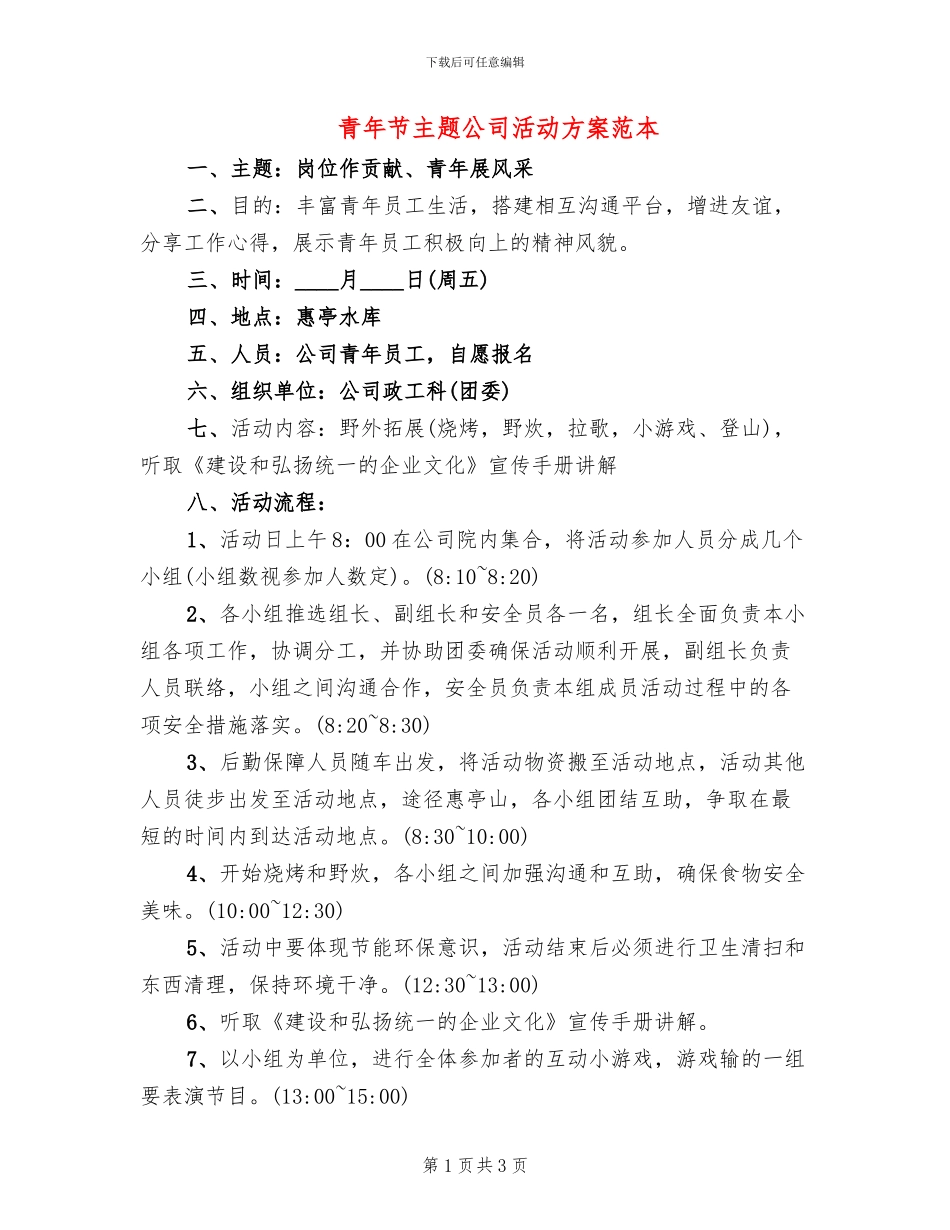青年节主题公司活动方案范本_第1页
