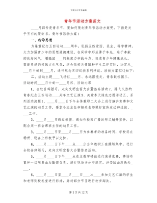 青年节活动方案范文