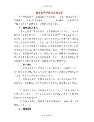青年文明号活动实施方案