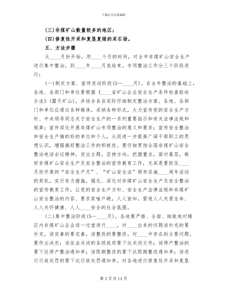 非煤矿山专项整治工作方案范文_第3页