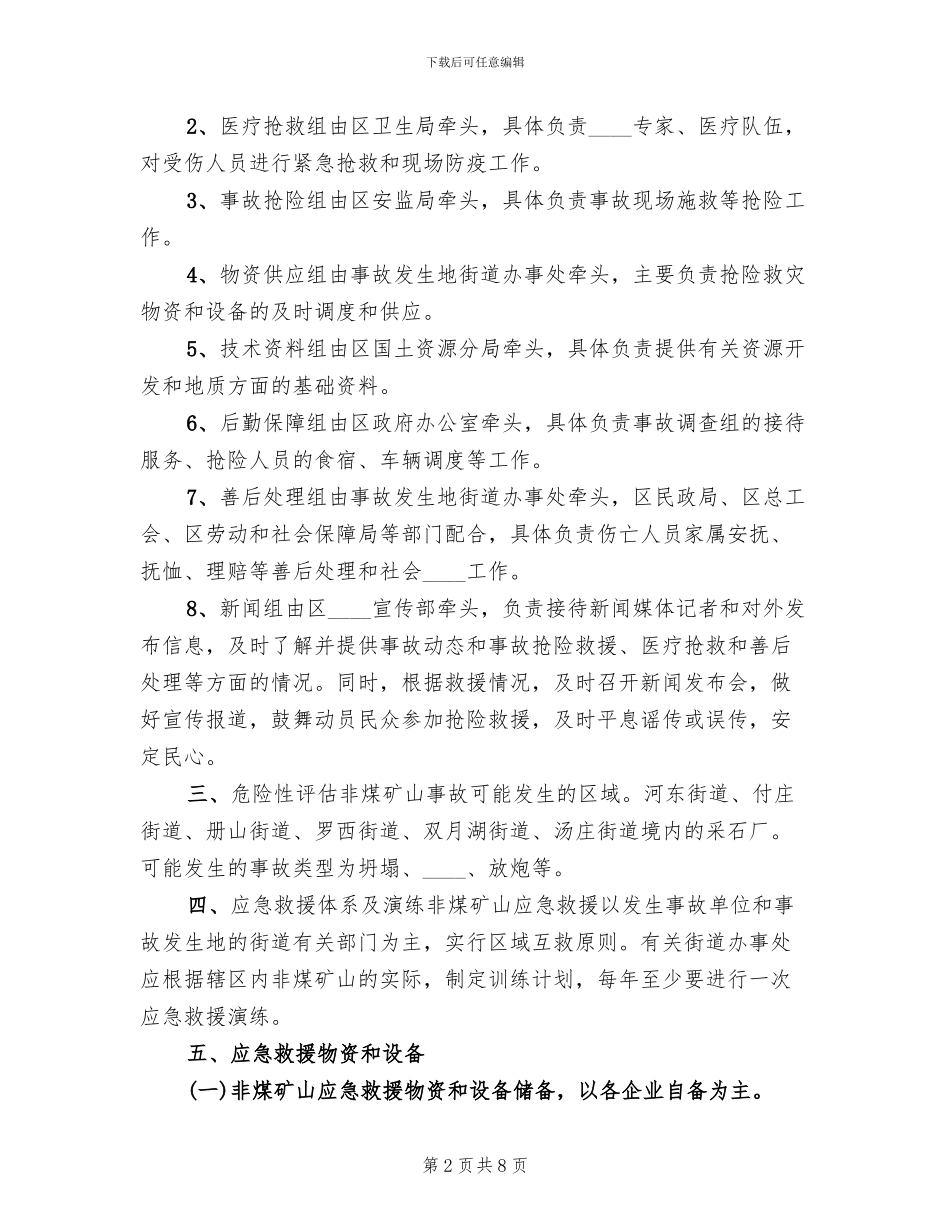 非煤矿山重特大生产安全事故应急救援预案_第2页