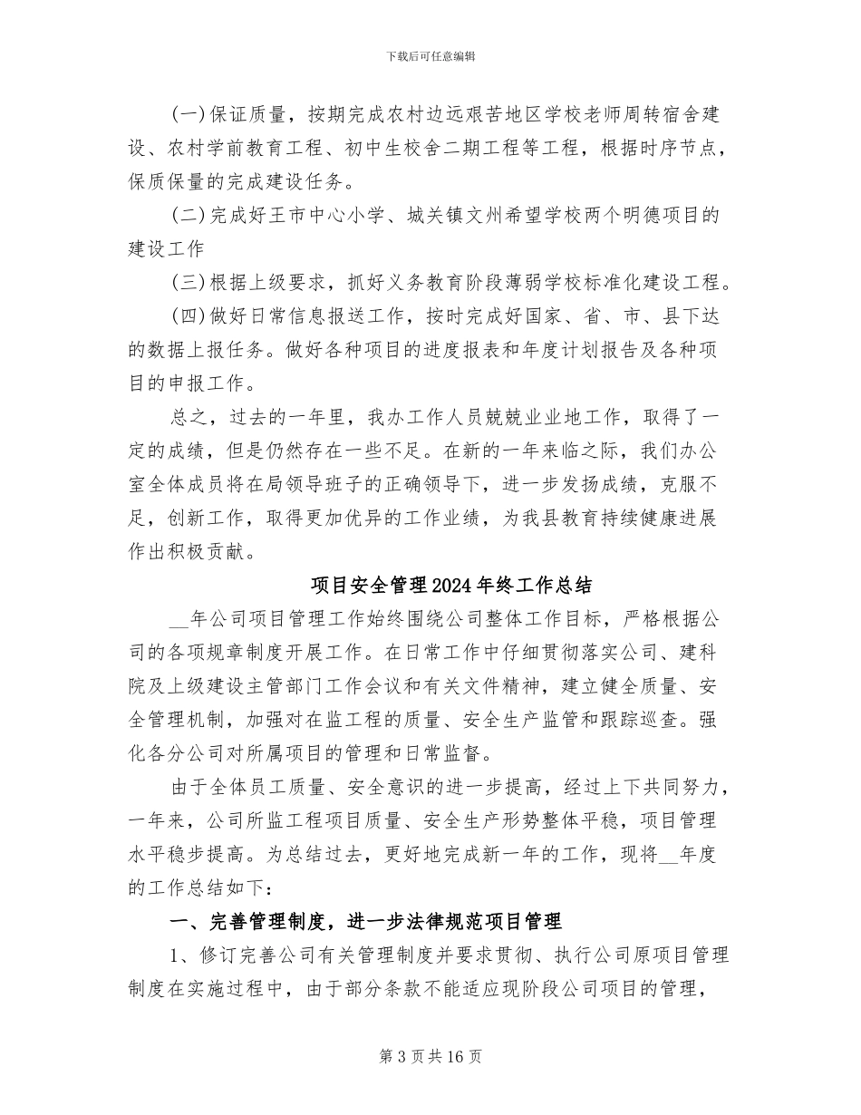 项目办公室2024年终工作总结_第3页