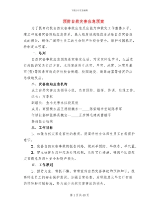 预防自然灾害应急预案