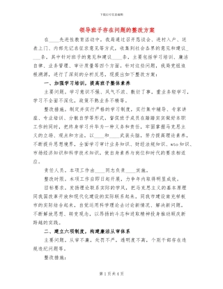 领导班子存在问题的整改方案