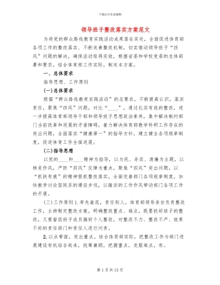 领导班子整改落实方案范文