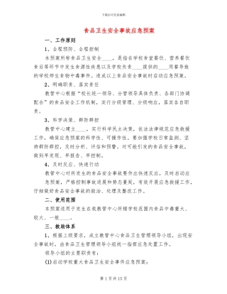 食品卫生安全事故应急预案