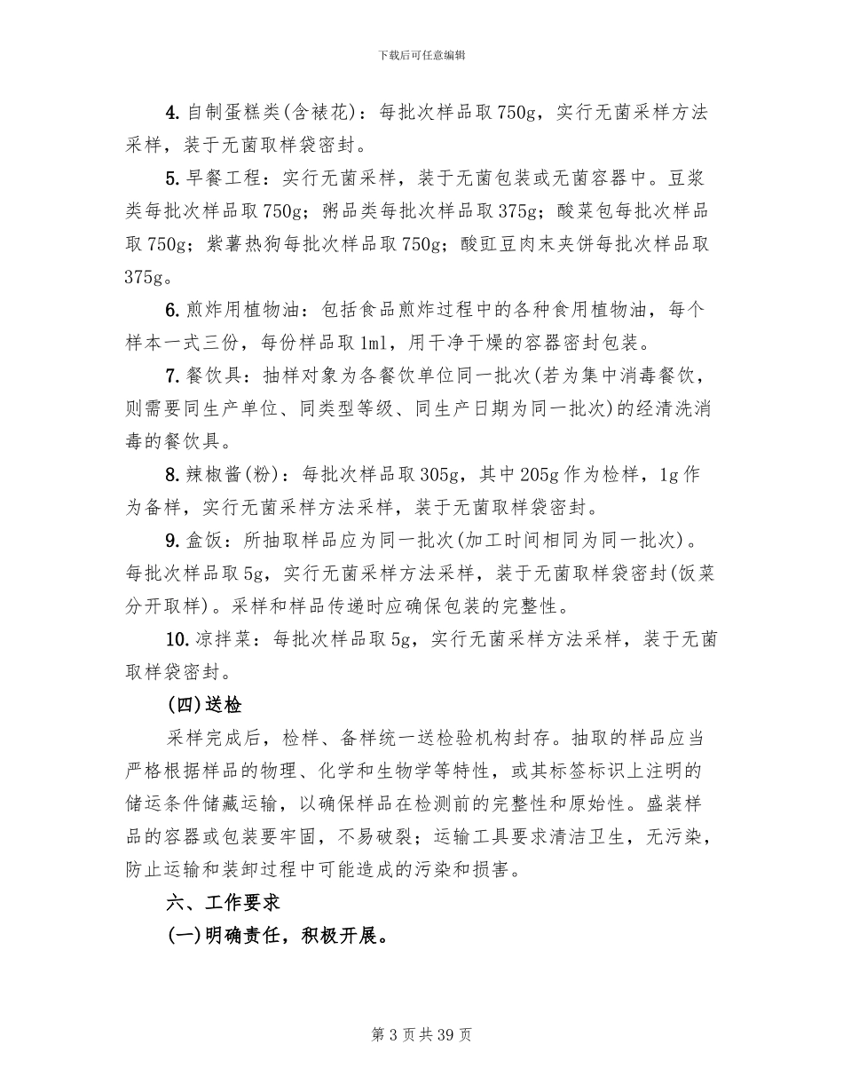 食品安全监督抽检工作方案范文_第3页
