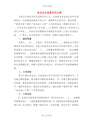 食品安全监管纠风方案