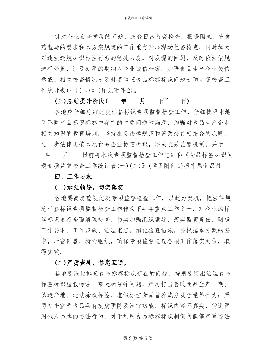 食品生产加工监督检查工作方案范文_第2页