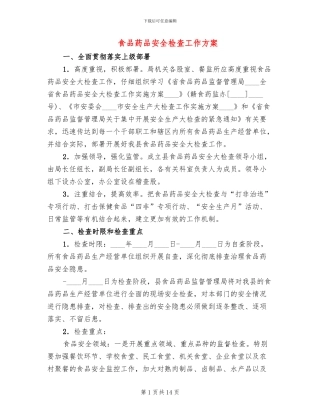 食品药品安全检查工作方案