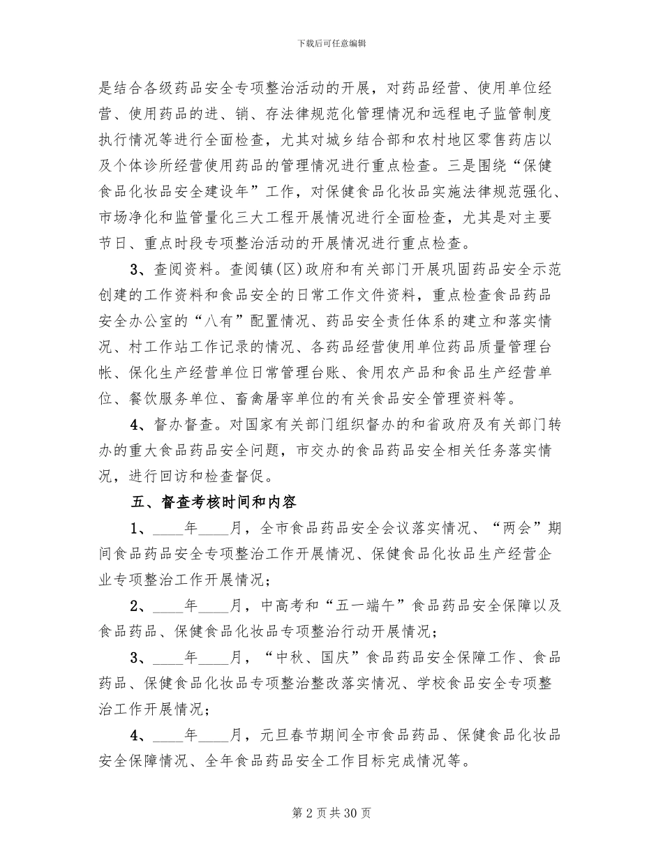 食品药品安全督查考核方案范文_第2页