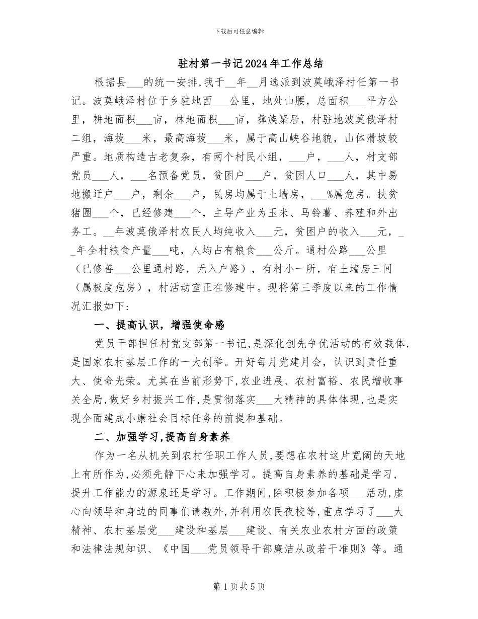 驻村第一书记2024年工作总结_第1页