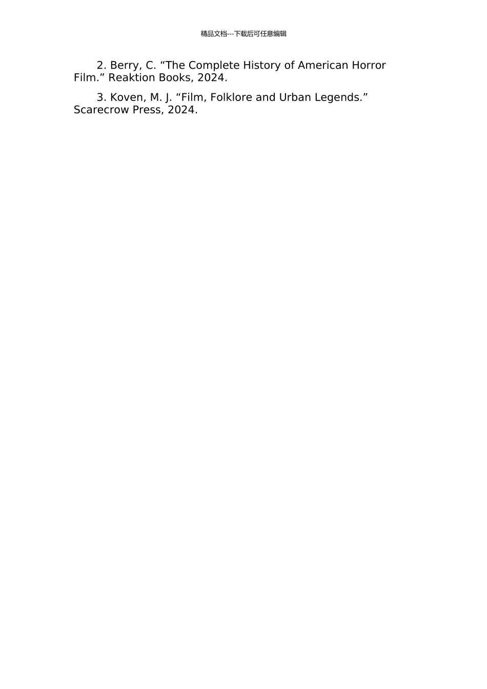 20世纪90年代以来好莱坞恐怖电影研究开题报告_第2页