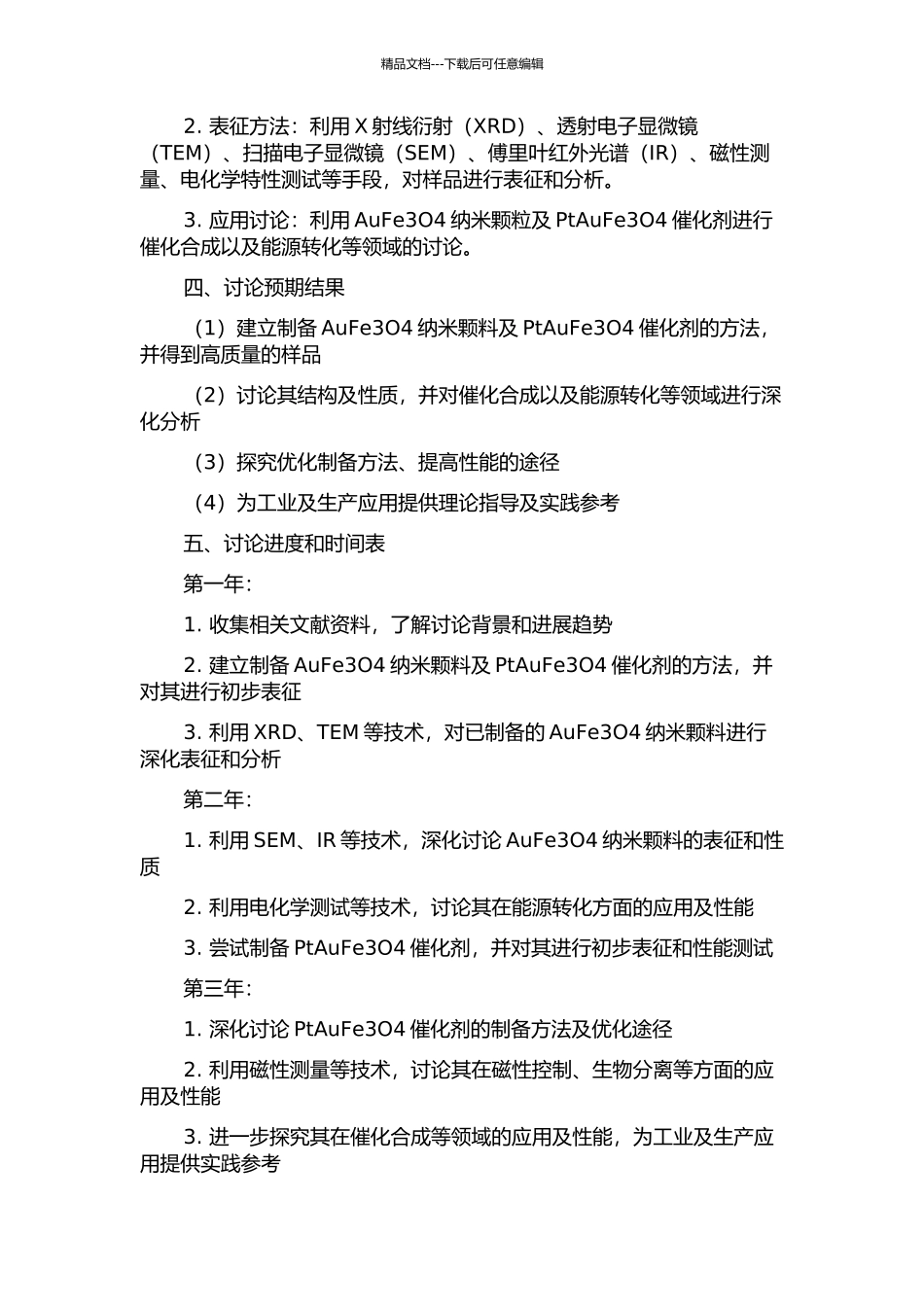 AuFe3O4纳米颗料及PtAuFe3O4催化剂的制备与表征的开题报告_第2页