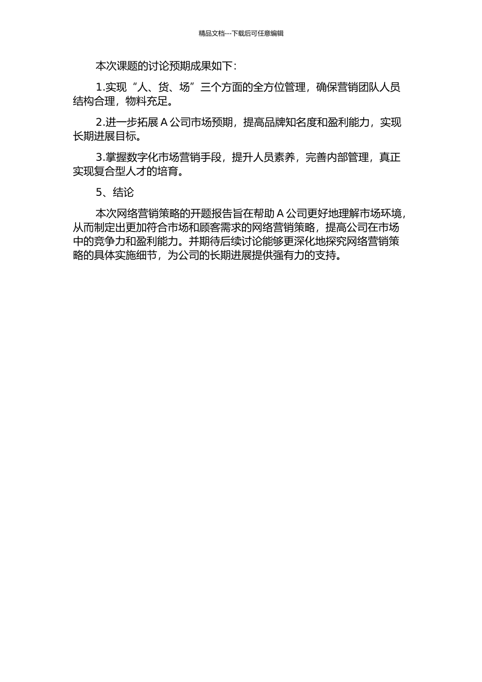 A公司网络营销策略的开题报告_第2页