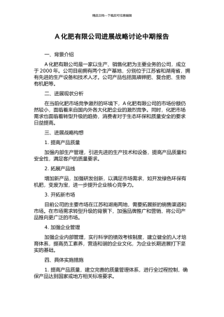 A化肥有限公司发展战略研究中期报告