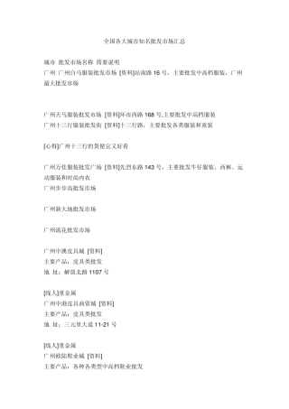 全国各大城市知名批发市场汇总