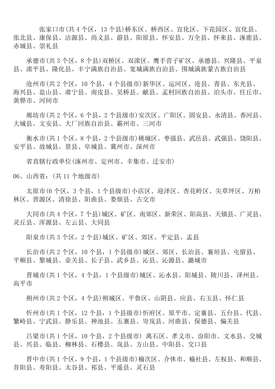 全国各省(直辖市、自治区)市(自治州、地区)县(县级市)区名称一览表_第2页