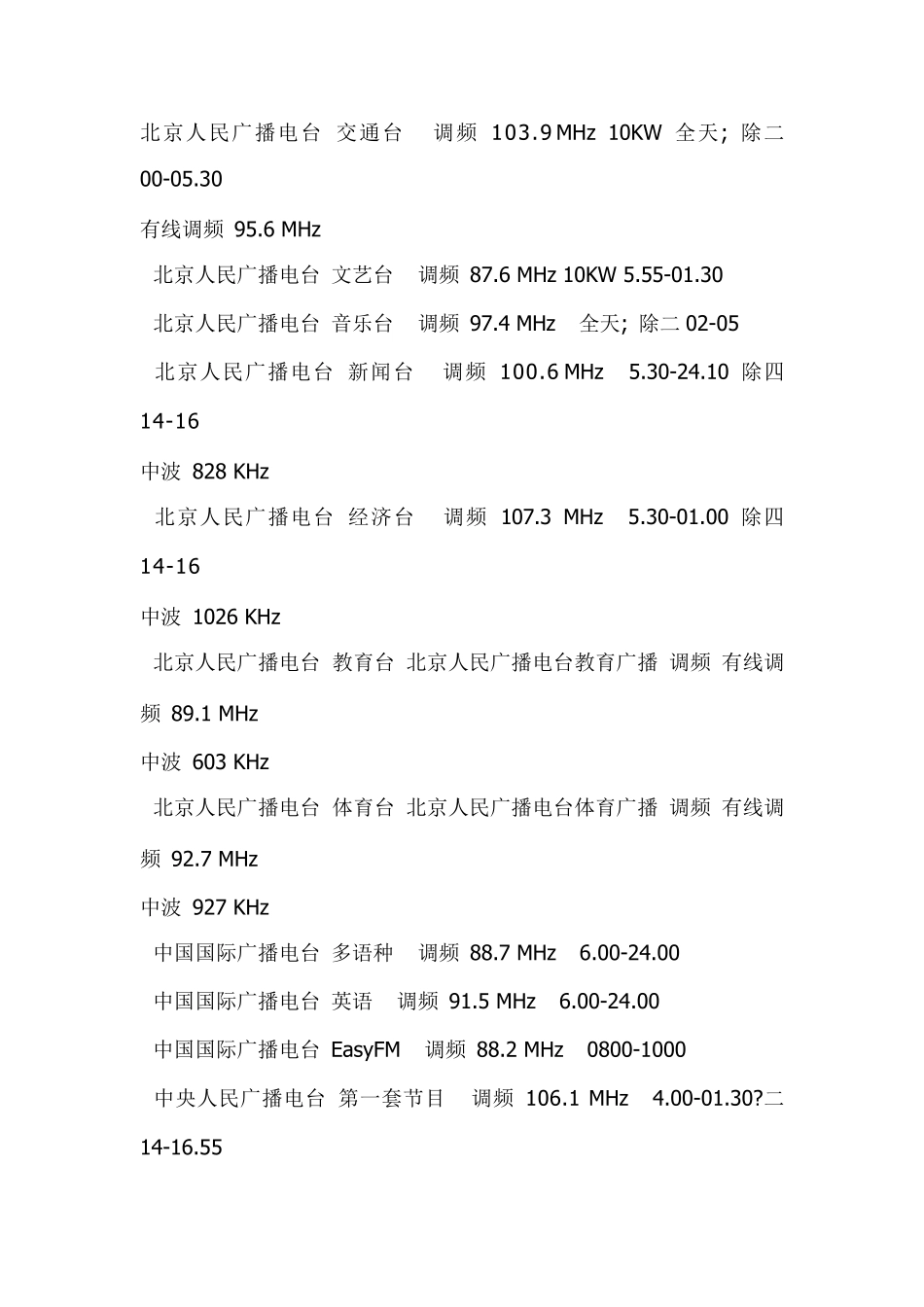 全国各省市广播电台广播频率_第3页