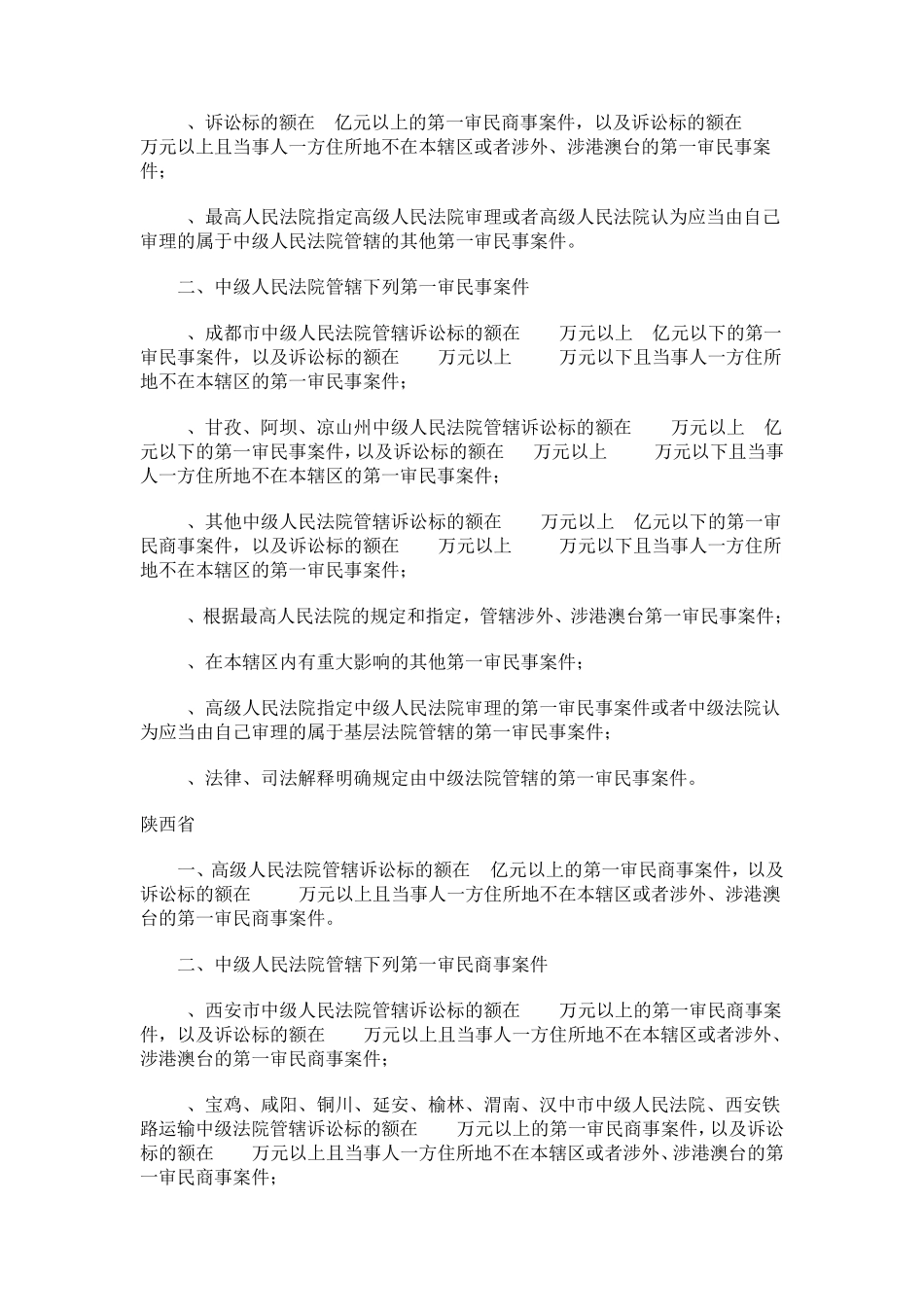 全国各高院和中院民事一审立案标准_第2页