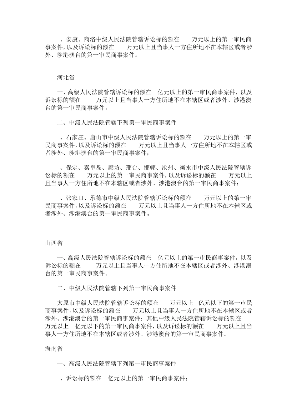 全国各高院和中院民事一审立案标准_第3页