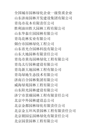 全国城市园林绿化企业一级资质企业